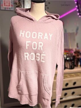 Grayson Threads Pink Waffle-Knit Hoodie "Hooray for Rosé"